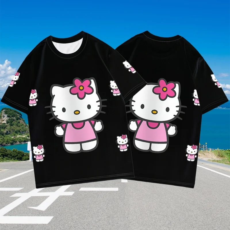 

MOTO-Hello Kitty женская футболка с коротким рукавом, летняя повседневная летняя милая мужская футболка с 3d принтом из джерси, спортивная футболка, топы