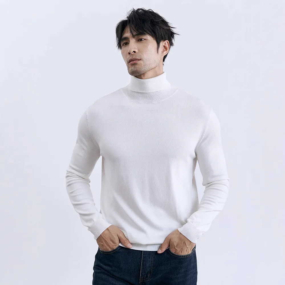 High Neck Core-Spun Tight Stretch Knit Sweater Men's Hardcore Casual Warm Top