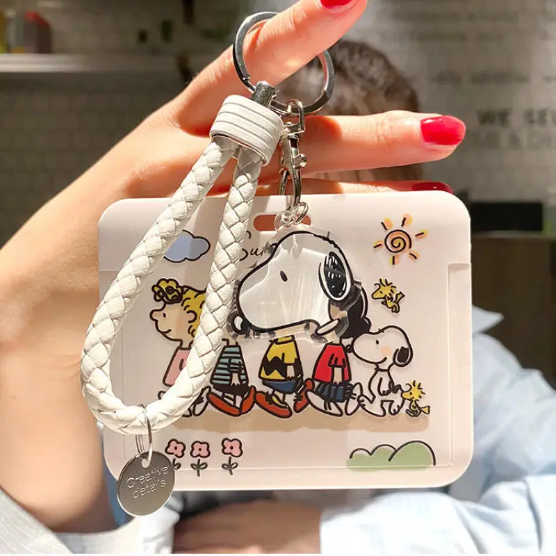 New Snoopy Horizontal Card Set Keychain Kawaii Cartoon ID Card Set Hanging Decoration Girl Backpack Decoration Friend Gift