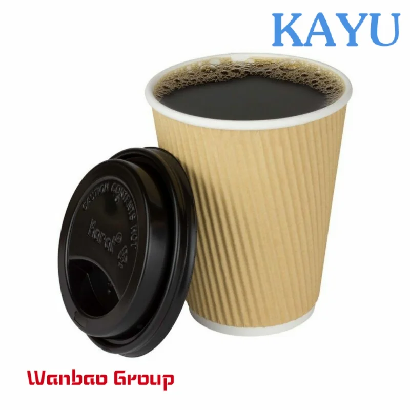 Custom  Takeaway Eco-Friendly 8oz 10oz 12oz 16oz Food Grade Printing Disposable Ripple Wall Paper Coffee Cup