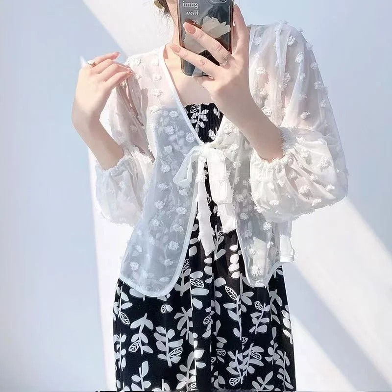 

Lightweight Summer Shawl Cardigan Design Sensation Small Outerwear Sunscreen Shirt Style Women's Fashion Short Sleeve Blouse