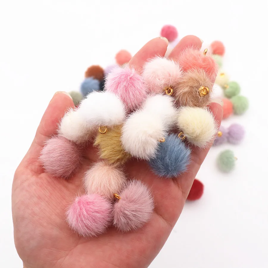 10 قطعة أفخم 1.5 سنتيمتر تقليد الكريات الفراء الكرة الخرز DIY بها بنفسك اليدوية رقيق بوم بوم 15 مللي متر Pompom الكرة الشعر القرط حُليات المجوهرات