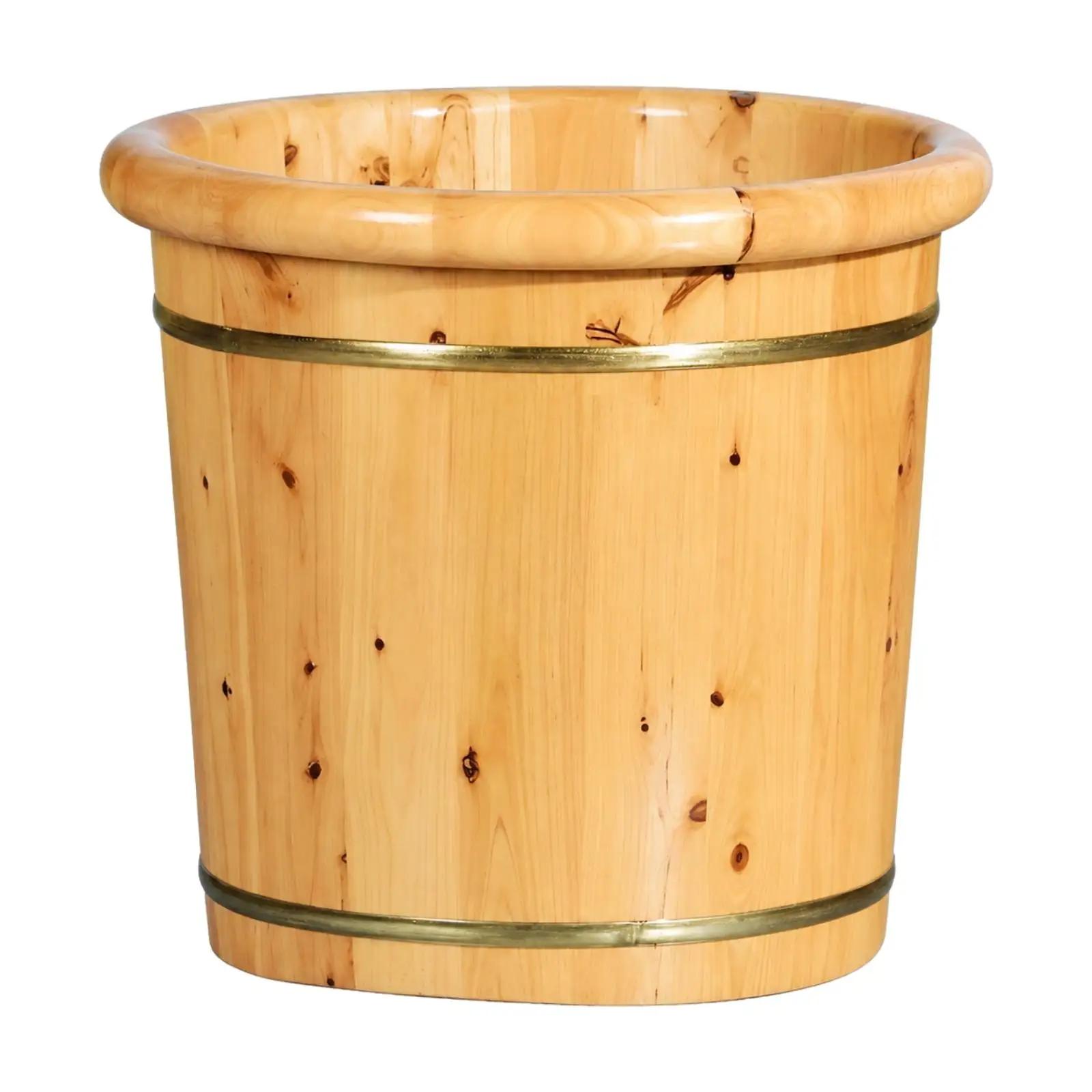 Wooden Foot Soaking Tub for Pedicure Home Use Smooth Polish Rounded Rim Bath Barrel