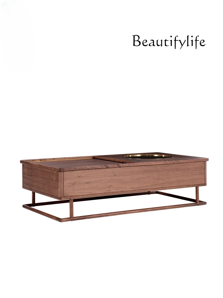 

New Chinese solid wood coffee table black walnut living room sofa coffee table square simple furniture