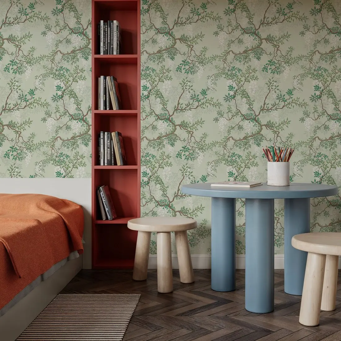 Custom Climbing Wisteria Sage Wallpaper for Walls Made to Measure Large Wall Mural