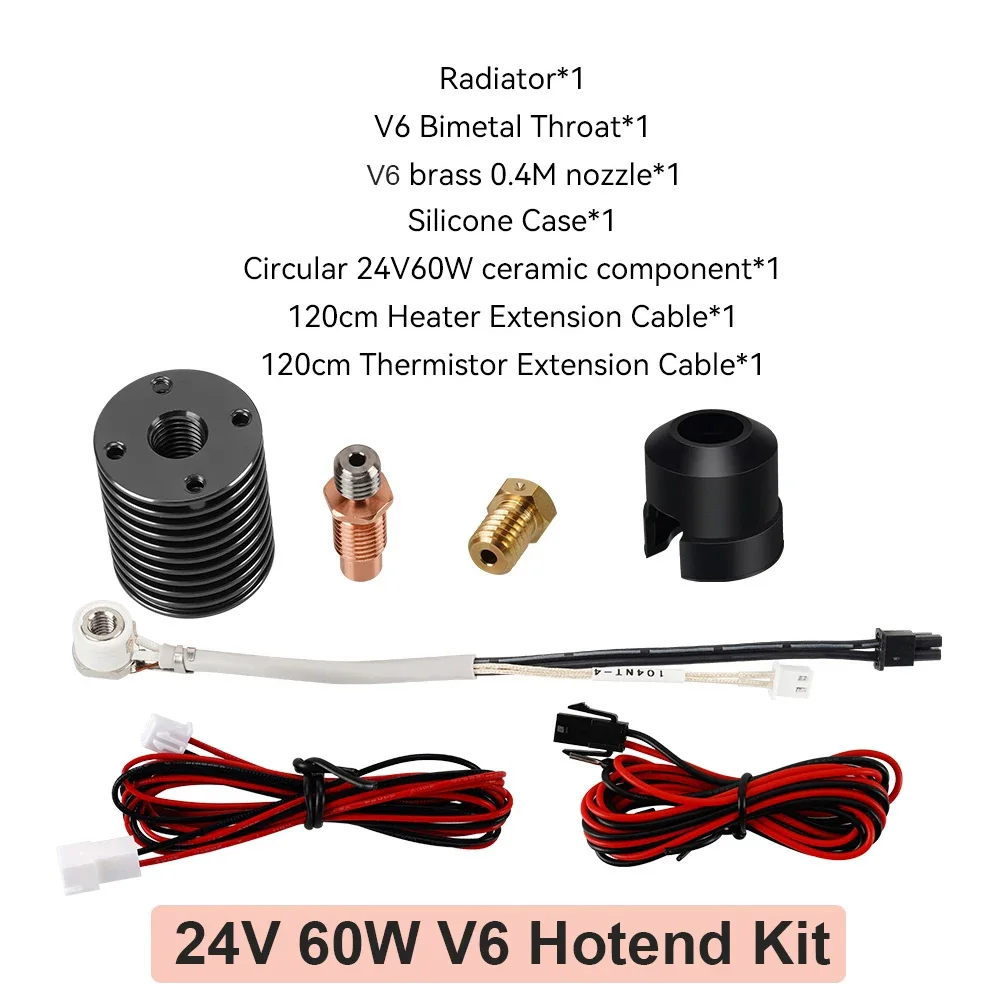 24V 50W 60W V6 Hotend For Voron 0.1/0.2/2.4 3D Printer Bimetal Throat Ceramic Heating Core Print Head For Prusa Ender3 CR10 MK3S