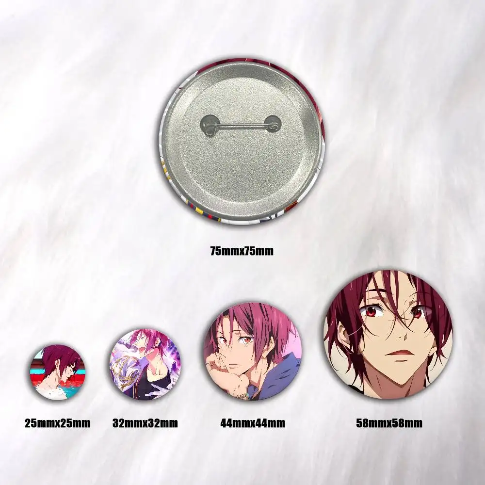 Hot Cartoon Anime F-Free Rin Matsuoka Badge Tinplate DIY Backpack Clothing Accessories Jewelry Pins