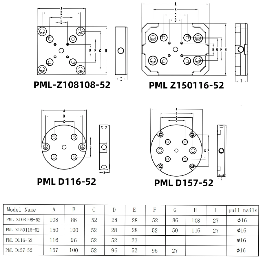 Kamishiro 5axis Quick Point 52mm Milling Machine Tool Accessories Vice Zero Point System Universal Cnc Machine Part Vises