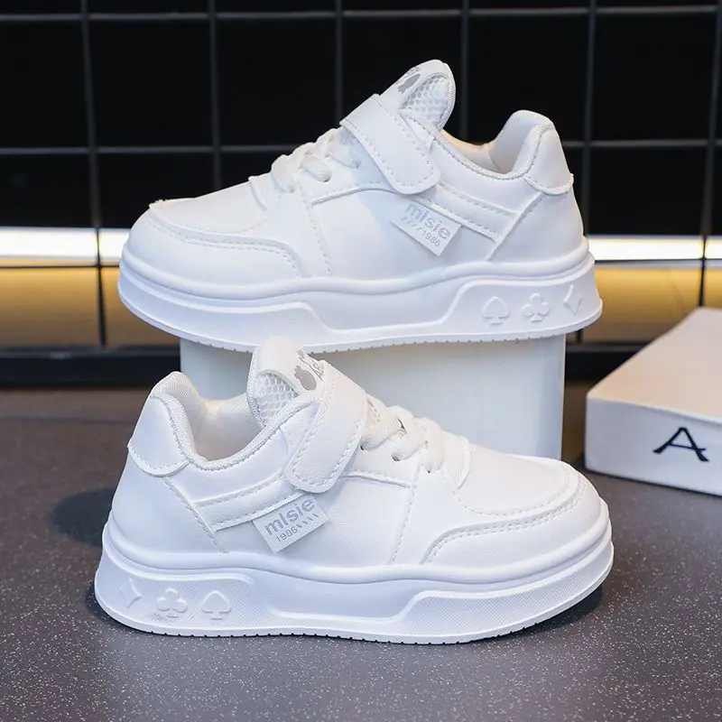 

Kids Girls Spring and Autumn White Leather Sneakers 2026 School Sports Shoes Fashionable Casual Kids Shoes