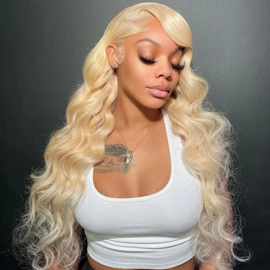 

613 Blonde Lace Frontal Human Hair Wigs Body Wave 13x4 13x6 HD Transparent Lace Front wig Brazilian 30 Inch Honey Colored Wigs