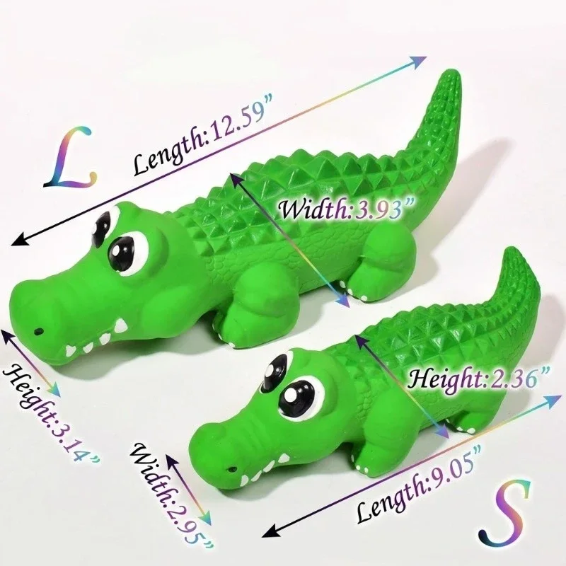 Squeaky Dog Toys Crocodile Shape Latex Pet Chew Toy for Small Medium Dogs Aggressive Chewers Teeth Cleaning Interactive Toy
