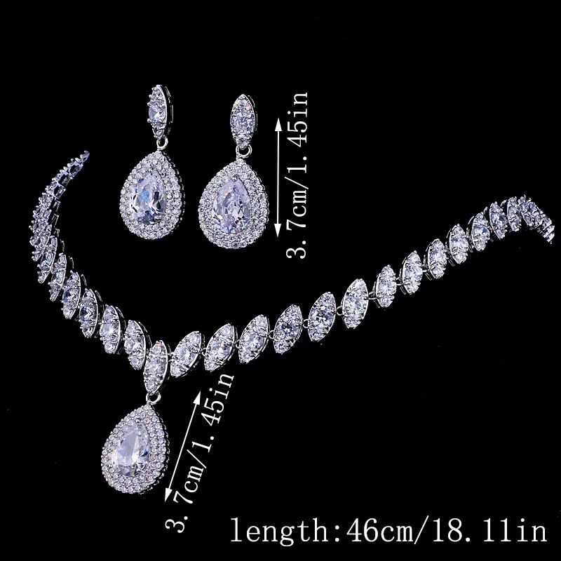 Fine Jewelry Sets For Women Water Vintage Drop Cubic Zirconia Created Gemstone Necklaces Drop Earring Bridal Wedding Bijoux