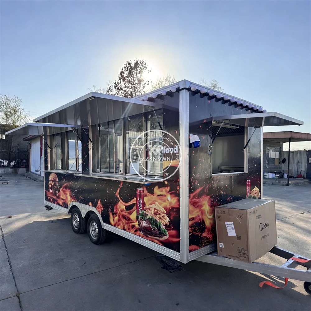 Best Selling Pizza Oven Bakery Fast Food Truck Pizza Baking Box Ice Cream Mobile Truck Trailer with Stainless Steel Interior