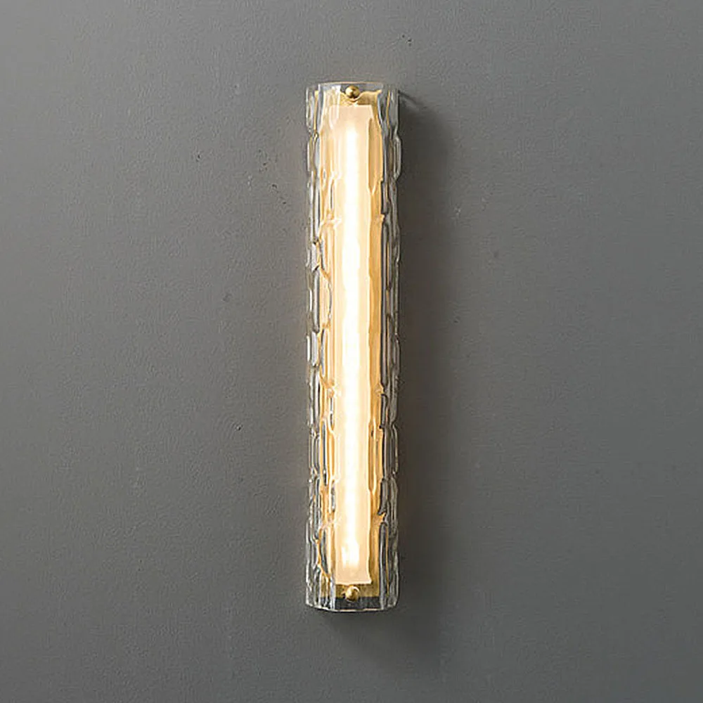 Light Luxury Copper Wall Lamp Modern Minimalist  Living Room Tv Background Corridor Bedroom Bedside Crystal Glass Long Lighting