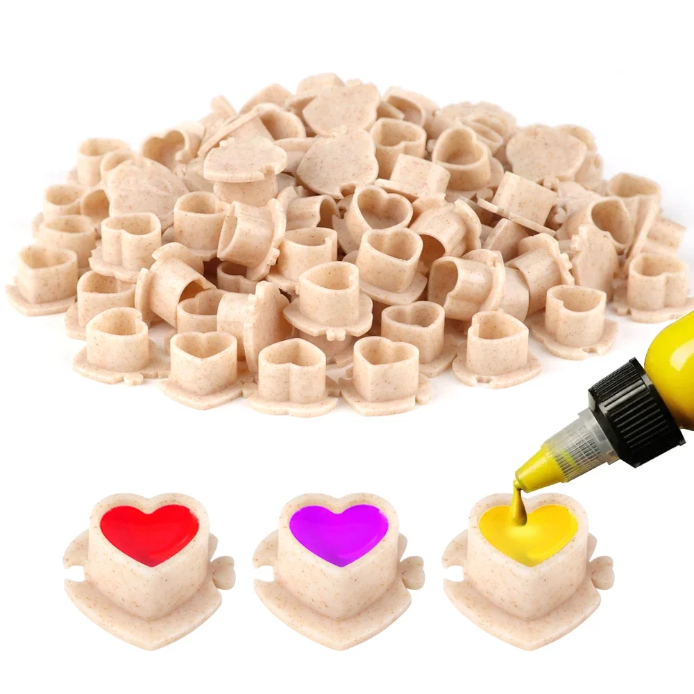 20/50/100pcs Environmentally Friendly Degradable Plastic Ink Cups Microblading Pigment Container Tattoo Supplies For Body Art