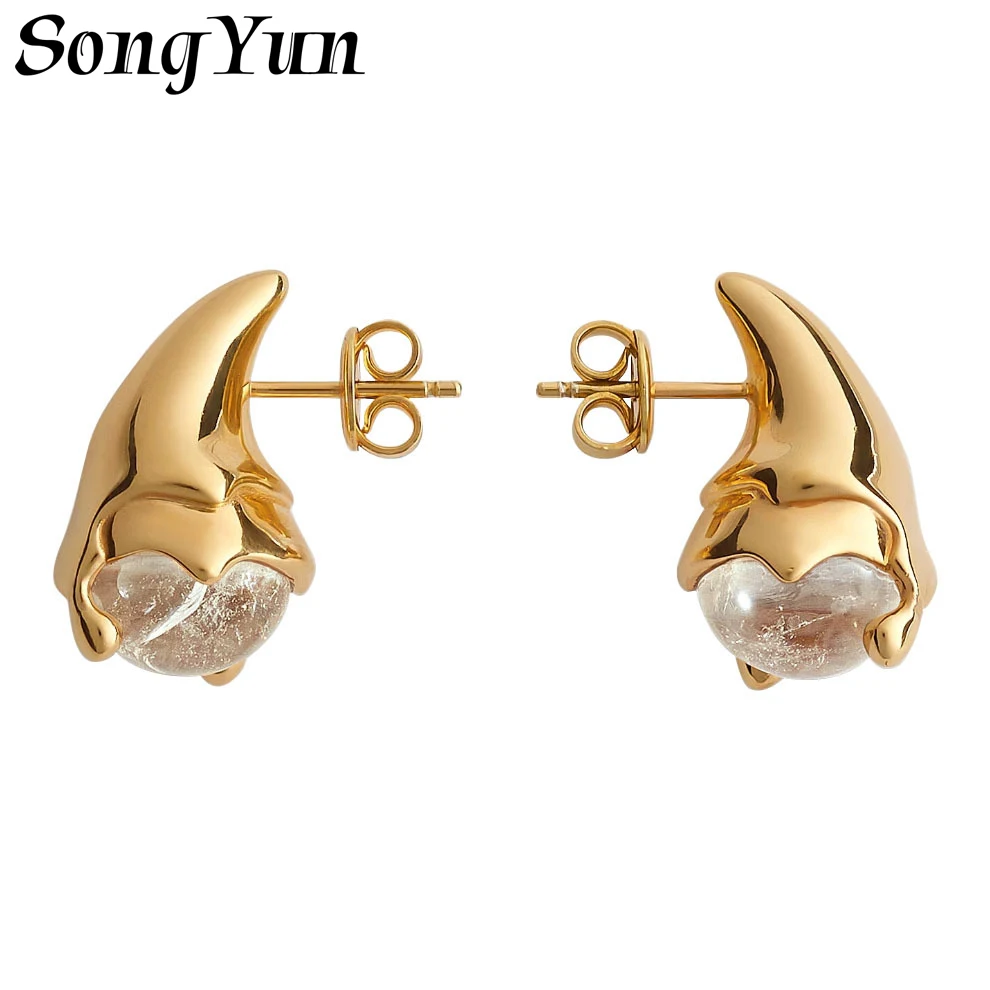 

Серьги-гвоздики SongYun Jewelry MHT из латуни с подвесками и цирконами 7А, подарок на День матери, шикарные женские серьги-украшения