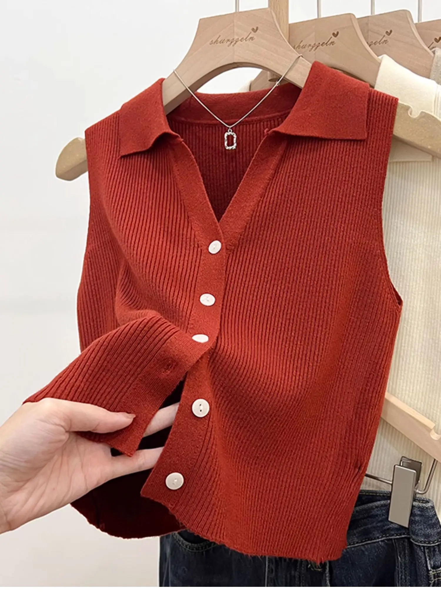 Solid Color Knitted for Women Cardigan Korean Single Breasted Sleeveless Jumper Woman Round Neck All Match Cardigans Outwear