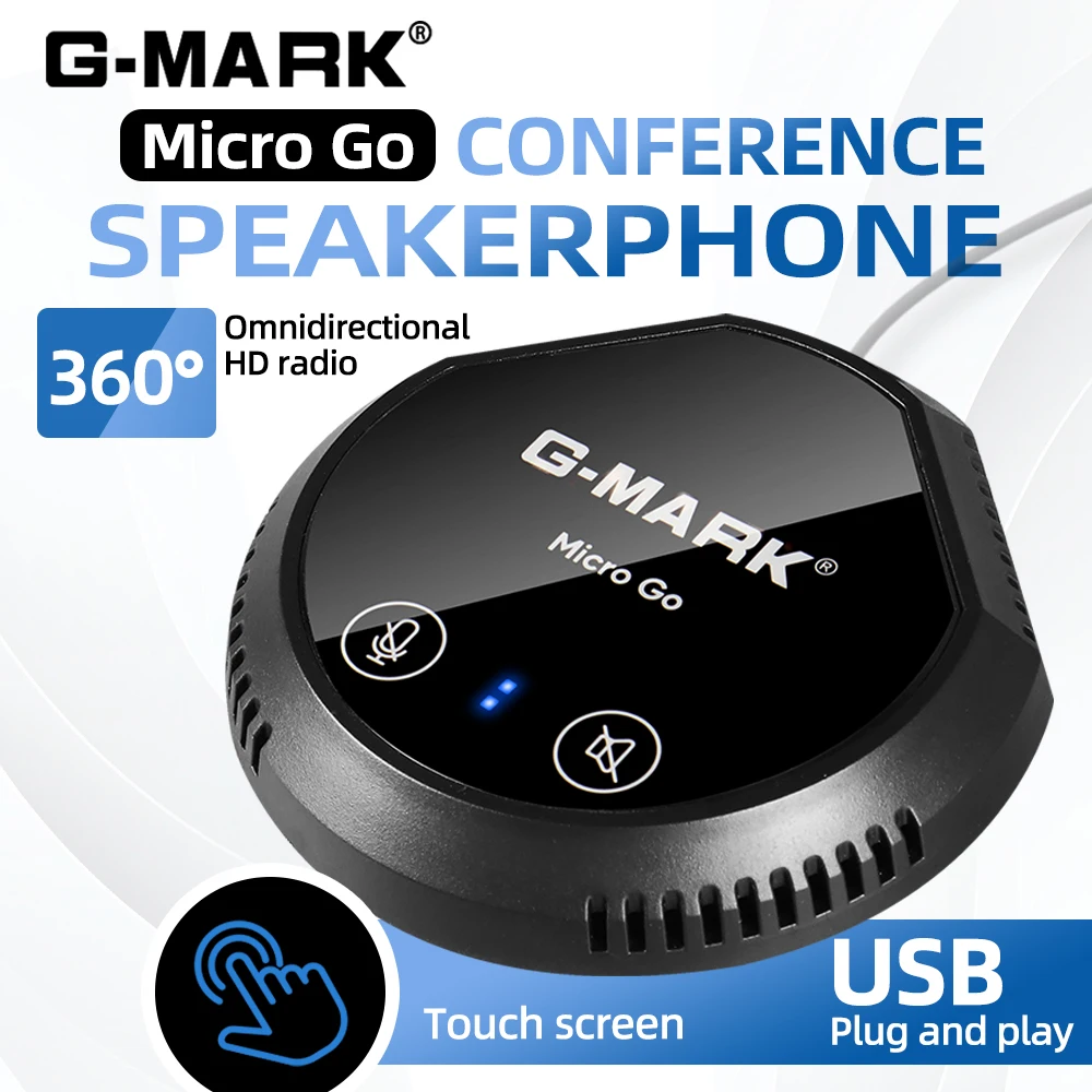 USB Microphone Speakers G-MARK Micro Go Conference Speakerphone Compatible with Leading Platforms Plug and Plays