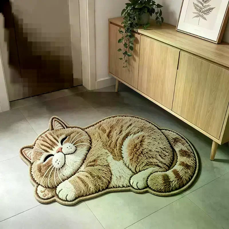 Adorable Cat Shaped Soft Plush Area Rug Home Decor Carpet For Living Room Bedroom Bedside Mat Cozy