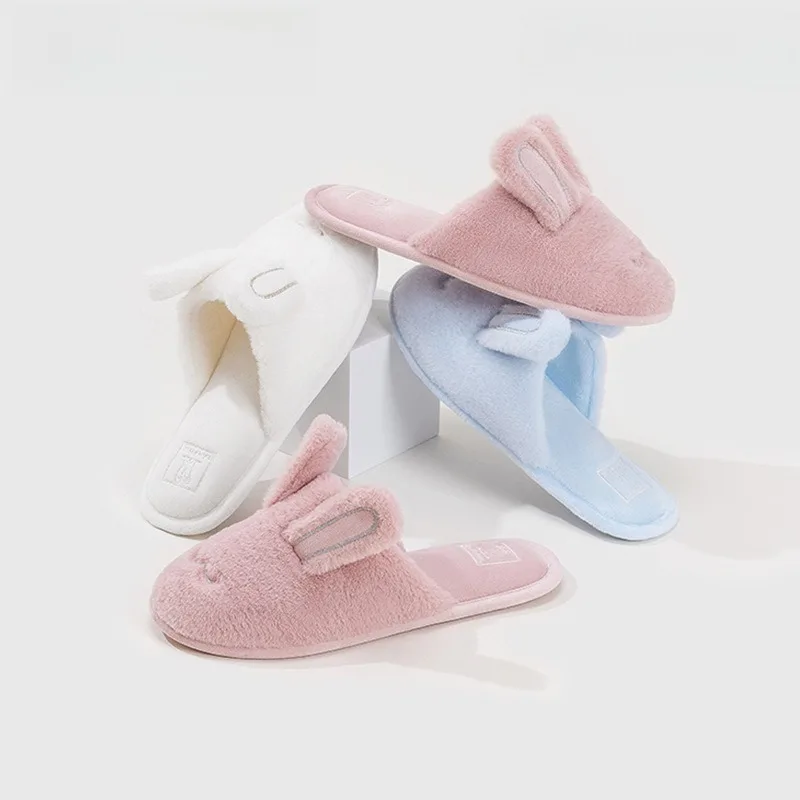 

Новинка: Женские тапочки из кроличьего хлопка для дома, осенне-зимние, с нескользящей подошвой