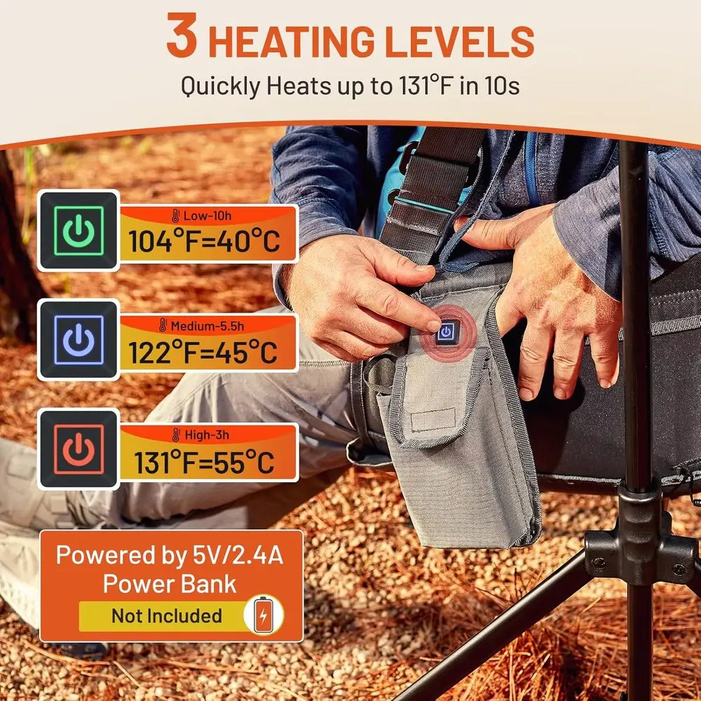 كرسي هزاز ساخن كبير الحجم مع ظهر وارتفاع قابل للتعديل، مقعد هزاز محمول قابل للطي للاستخدام في الهواء الطلق، يدعم #4