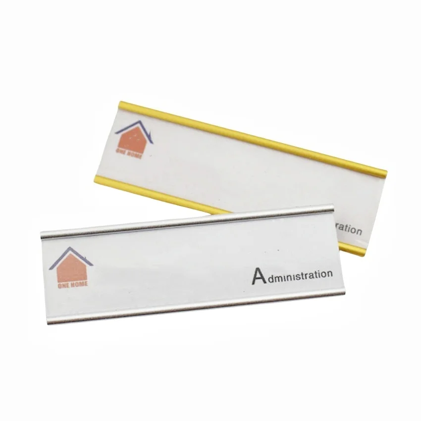 50pcs Aluminum Alloy Staff Number Name Badge Plate Holder Safty Pin on Back Replaceable