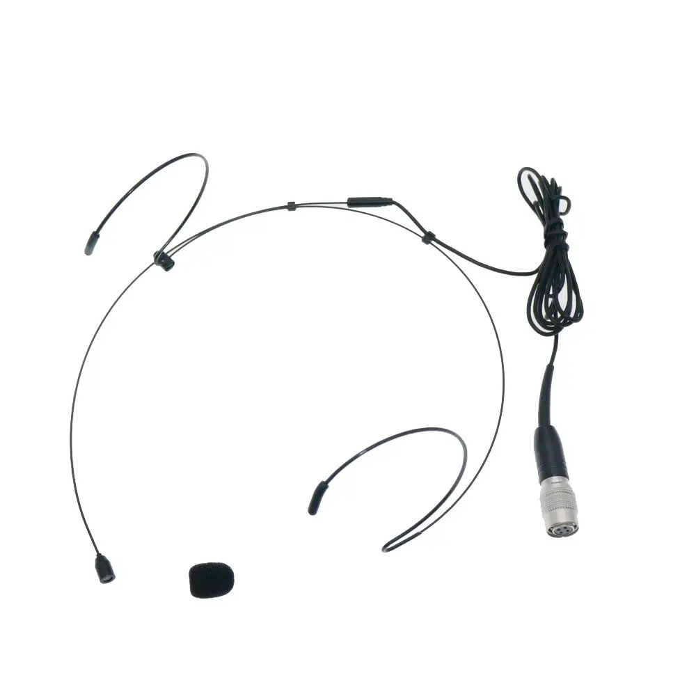 

New Double ear Hook Headset Microphone for Audio-Technica Wireless System Hirose 4Pin Omni Microfone MiCWL H40 Black