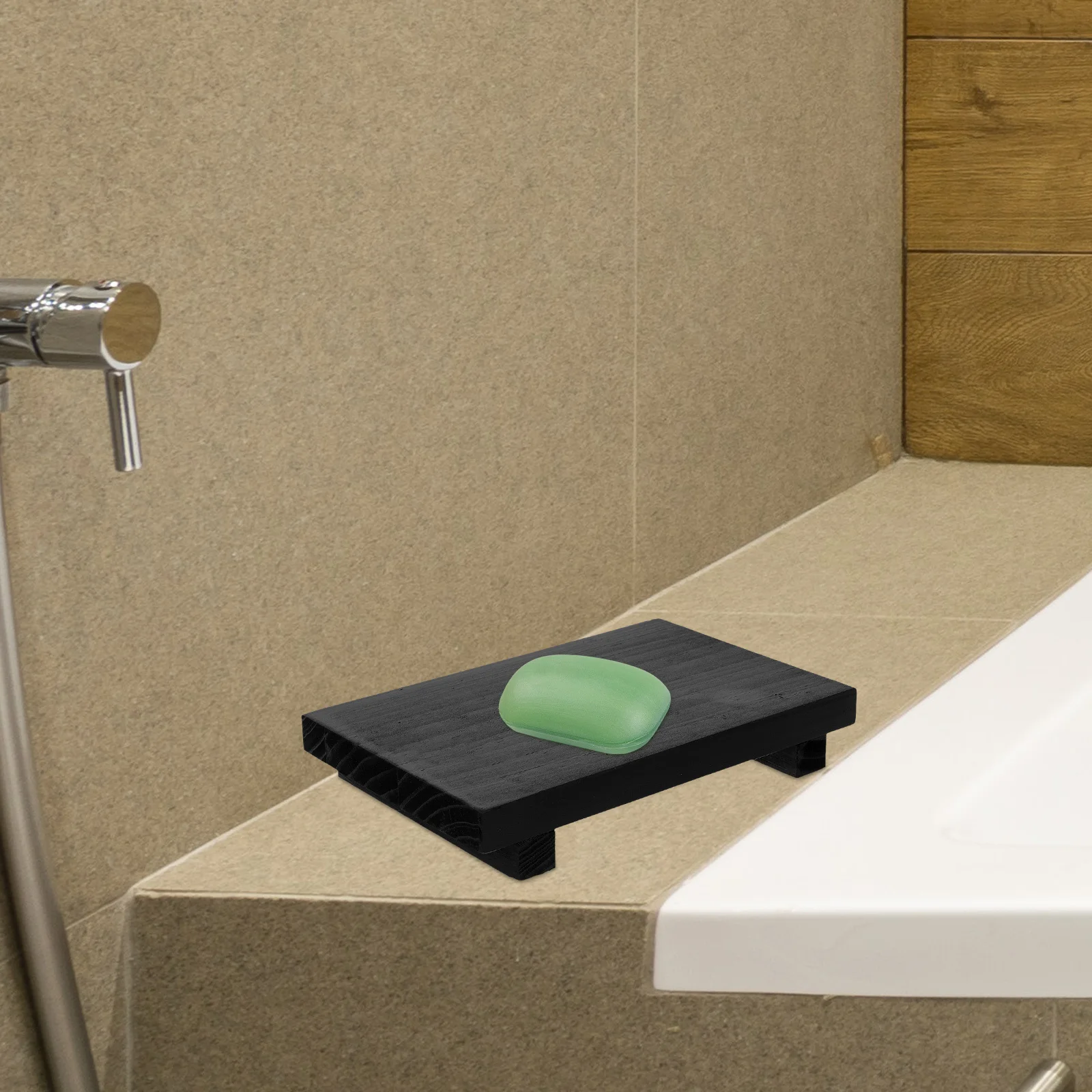 

Rustic Wooden Soap Holder Tray Multi-Function Vanity Board for Bathroom Kitchen Countertop Storage Display Eco-Friendly Design