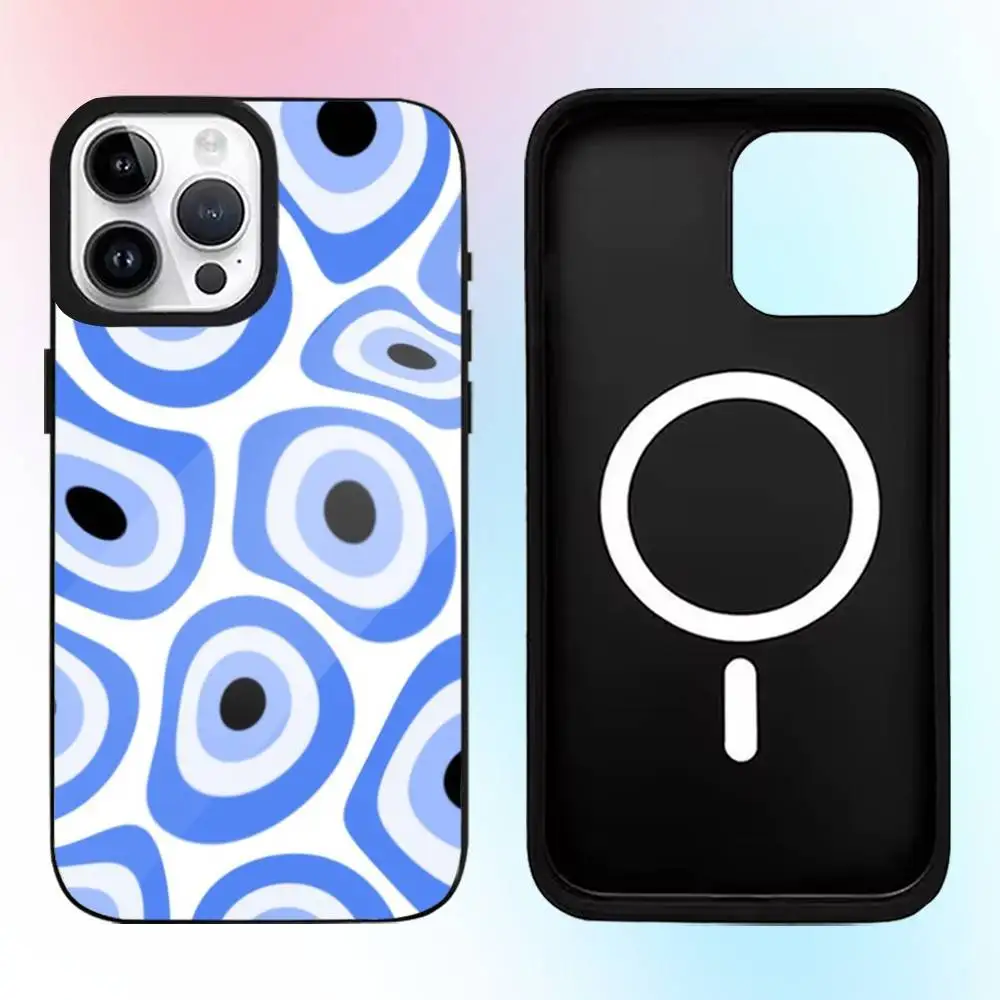 Funda de teléfono con estampado de mal de ojo azul Lucky Eye para iPhone17,16,15,14,13,12,11 Plus,Pro Max, carga inalámbrica magnética Magsafe