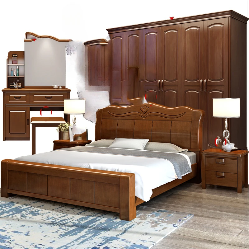 European Luxury Soft Bedroom Set Modern High End Storage Queen Bedroom Set Wood Cool Apartment Meuble De Chambre Furniture