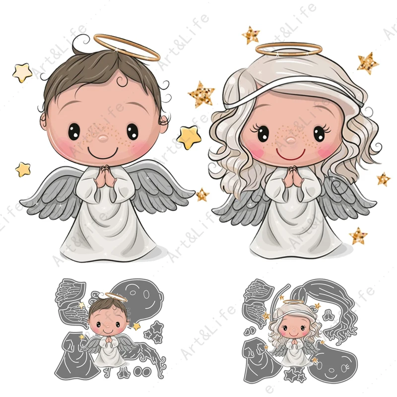 Anioły dla dzieci nowe matryce do cięcia metalu Cute Boy and Girl Baby Crafts szablony do scrapbookingu papier do albumów wytłaczania kartek Die Cut