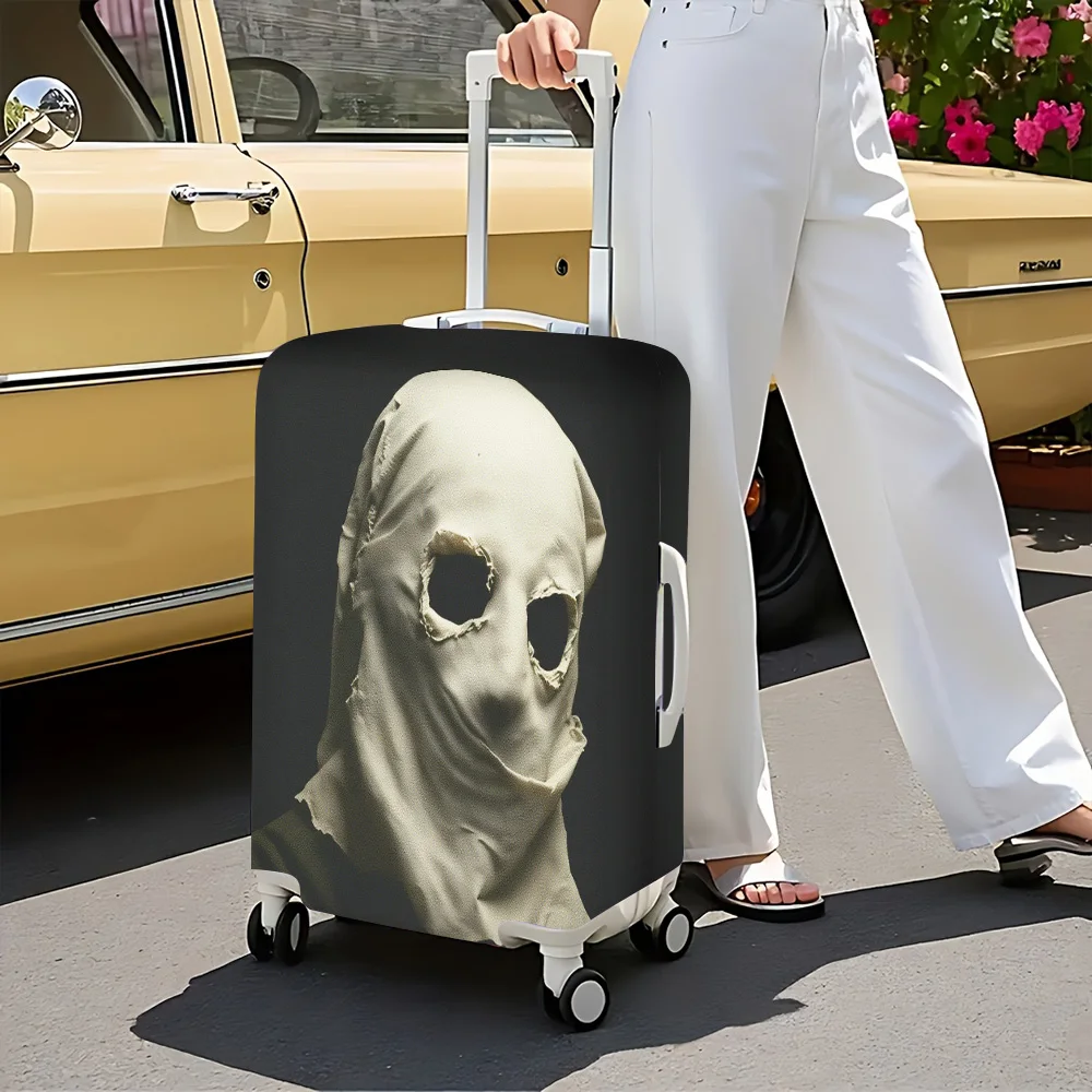 1pc Ghost Mask Print Luggage Cover. Fits suitcases from 18 to 32 inches; effectively protects your luggage.