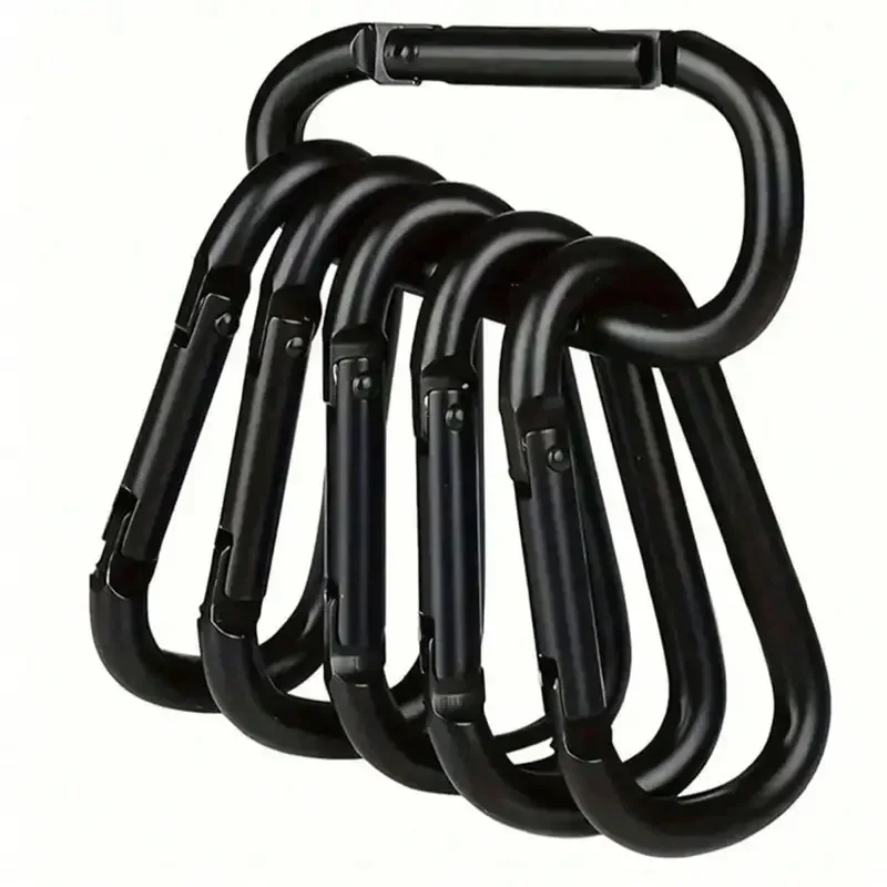 Aluminum Alloy Carabiner Black D Ring Spring Snap Hook Keychain Clip Heavy Duty for Keys Camping Hiking Outdoor Backpack