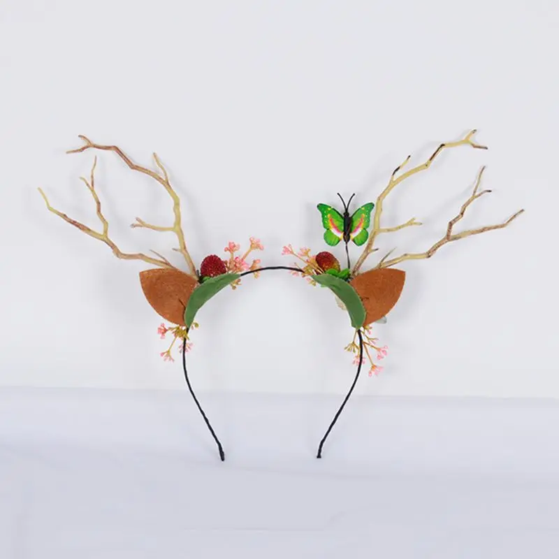 Women Girls Christmas Fairy Tale Reindeer Antler Headband for Cat Ear Hair Hoop Headdress