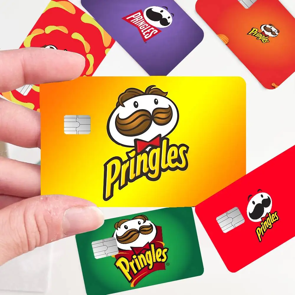 Pegatinas de piel para tarjetas de crédito con dibujos animados de P-Pringles L-LLC, pegatinas para tarjetas bancarias, tarjetas de autobús y metro, impermeables, regalo para mujer