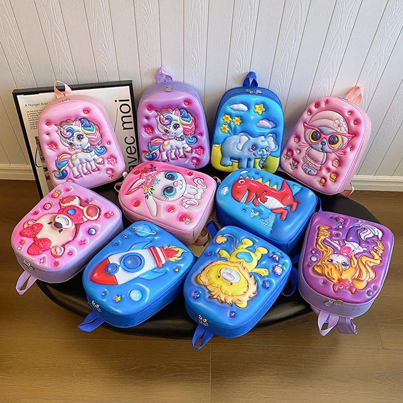 Mochila infantil ultraleve, casca dura para reduzir fardos, bolsa pequena, desenho animado de unicórnio, jardim de infância, bebê novo, 2024