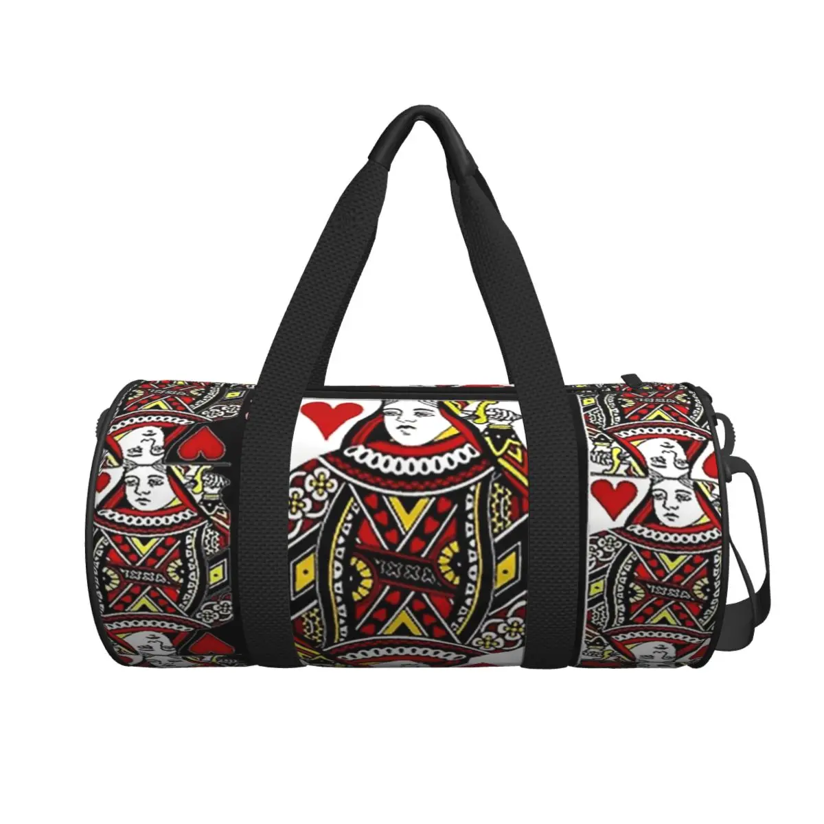 

Casino Nights Red Queen Of Hearts Large Duffle Gym Bag Multi-Functional Duffle Travel Bags Handbags Fitness bag