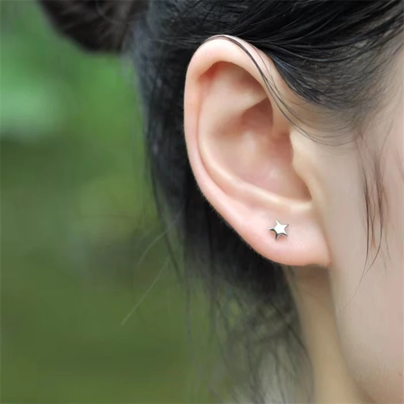 Real 100% 925 Sterling Silver Star Stud Earrings for Women Girls Fashion sterling-silver-jewelry brincos brinco