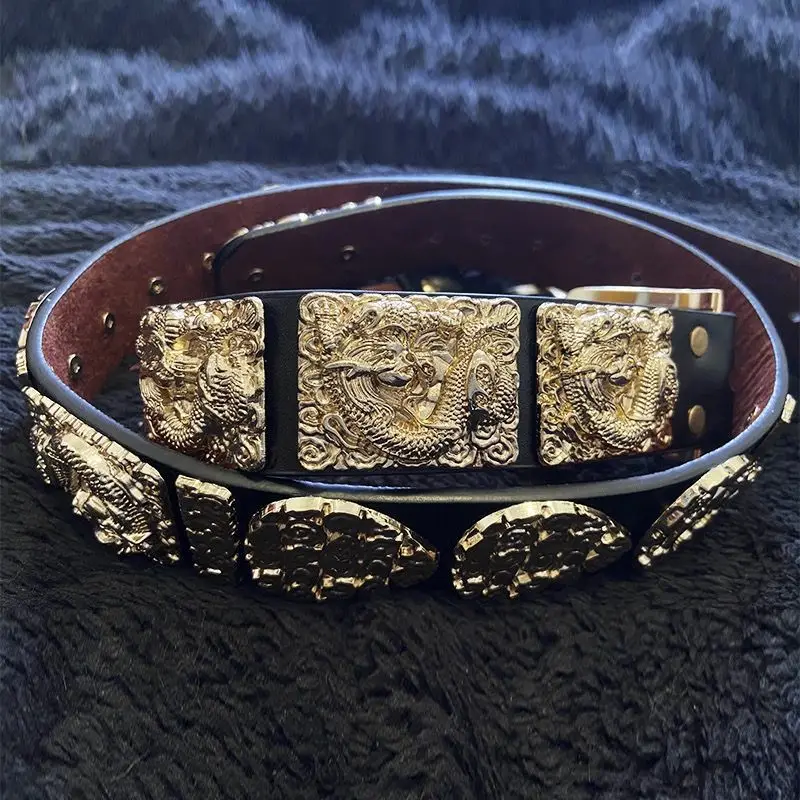 Dragon Emboss PU Leather Belt Unisex Chinese Vintage Belt Hanfu Accessories For Men Women Waist 66-110cm