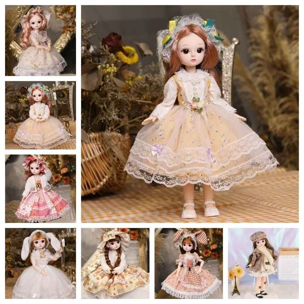 Beautiful Plastic 30CM Movable Joint Doll Safety Princess Toy Girl Dress Up Toys With Music 3D Makeup Doll Children