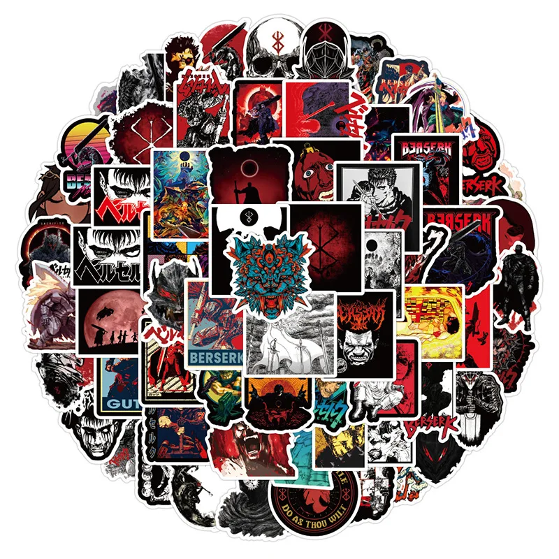 10/50/100PCS Berserk Anime Cool Personality Stickers Decorate Laptop Motorcycle Suitcase Skateboard Waterproof Decal Kids Toy