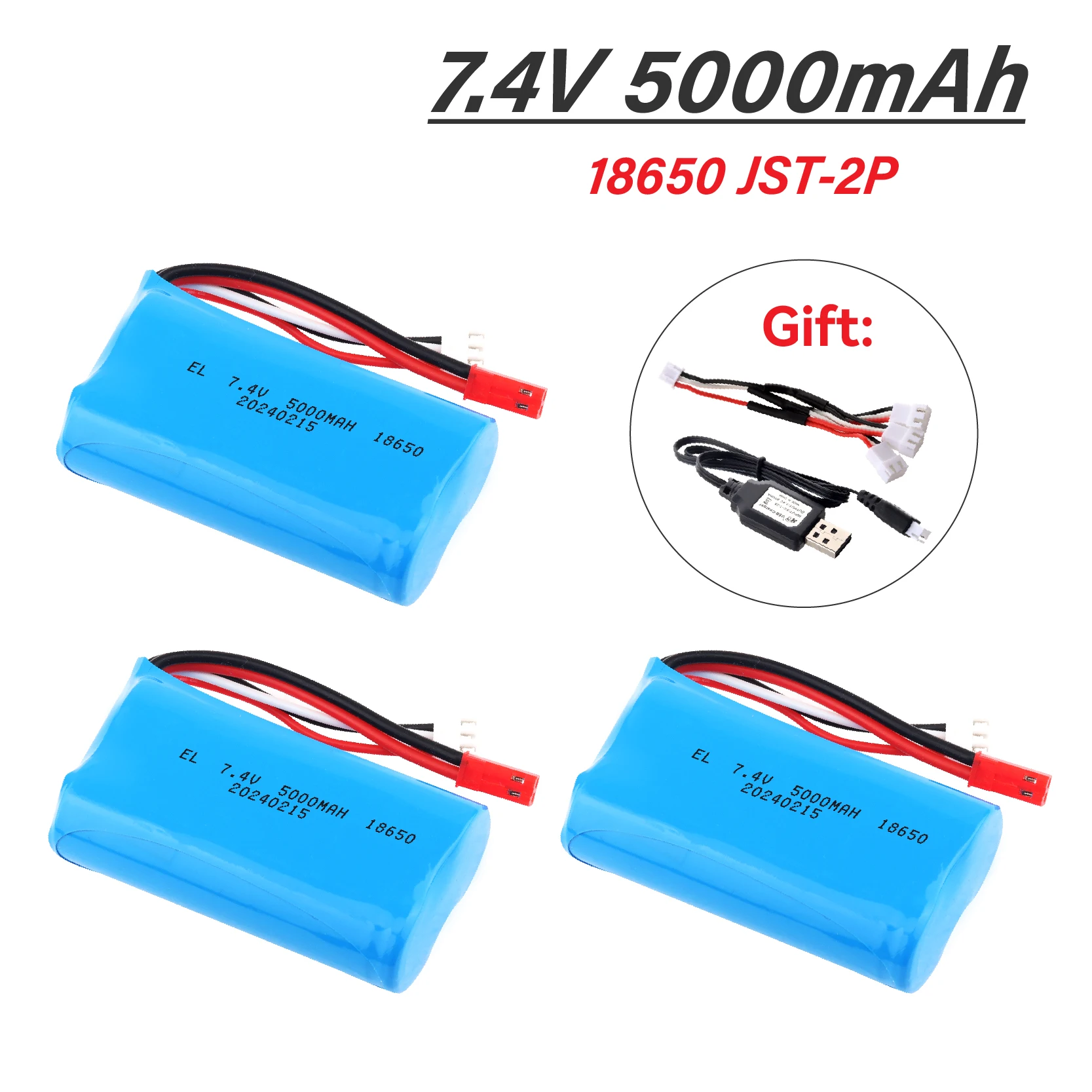 18650 7,4 v 5000mah Батарея с JST разъемом для WLtoys K969 K979 K989 K999 P929 P939 Radiolink RC3S RC4GS RC6GS 2S Запасные части батареи
