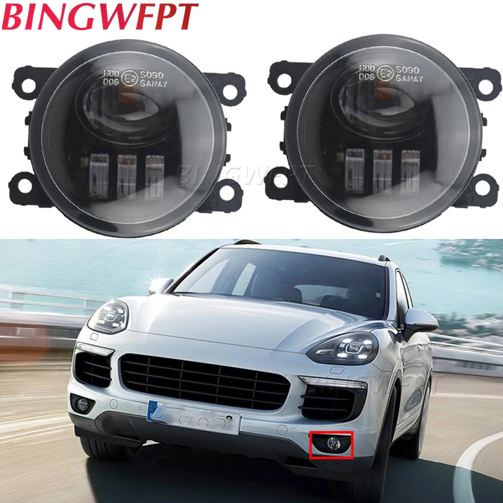 2X Car-Styling Front Foglight FogLamp For Porsche Cayenne 92A 958 2010-2015 For Porsche Cayenne 955 Led Fog Lights H11 DRL 12V