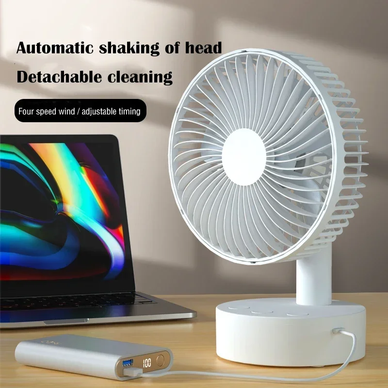 Xiaomi Youpin-Ventilateur de bureau à 4 vitesses réglables, oscillant, 1800mAh, aste par USB, fonctionnement silencieux