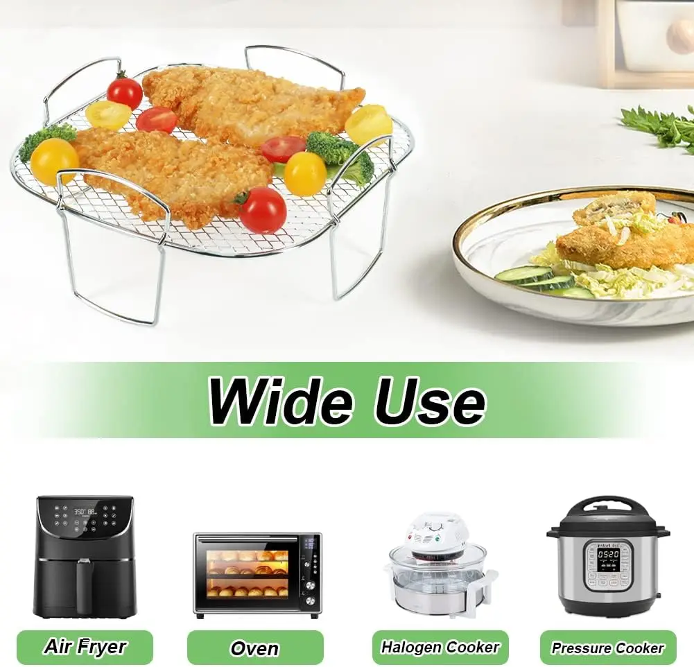 Square Air Grill Rack Basket for Cosori 5.5L 6.4L/ Proscenic 5.5L/Tefal 6.5L/Tristar 6L Phi/ Ninja Foodi Grill