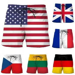 Germany USA UK Flag Beach Shorts Men 3D Printing Board Shorts Swimsuit homme 2024 Summer New Hawaii Swim Trunks Cool Ice Shorts