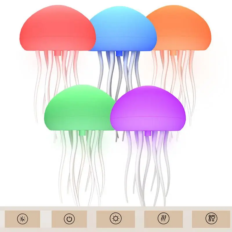 שליטה קולית הוביל מנורת מדוזה צף מנורת לילה נטענת אור צבע מלא גרדיאנט מגע אינטליגנטי עבור חדר שינה