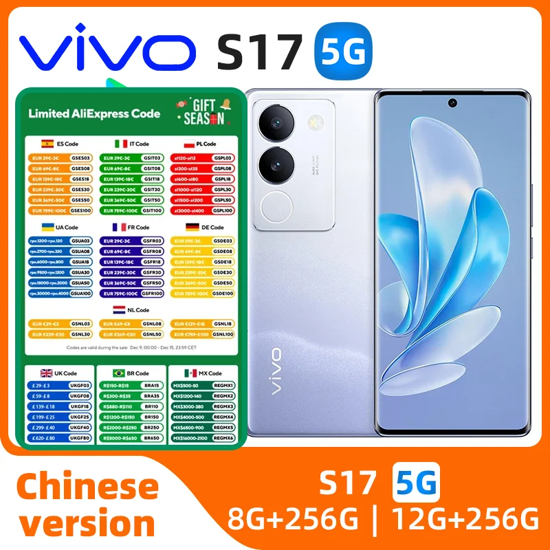 VIVO-teléfono móvil S17 5G, Snapdragon 778G + 6,78 pulgadas, AMOLED, cámara de 50MP, 4600Mah, 80W, carga Falsh, Android 13, NFC, usado