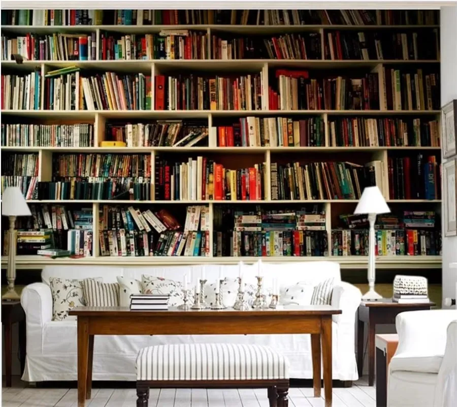 

Обои на заказ, 3d фреска, интерьер, книжная полка, минималистичный ретро, современный фон, настенная живопись, papel de parede, 3d обои