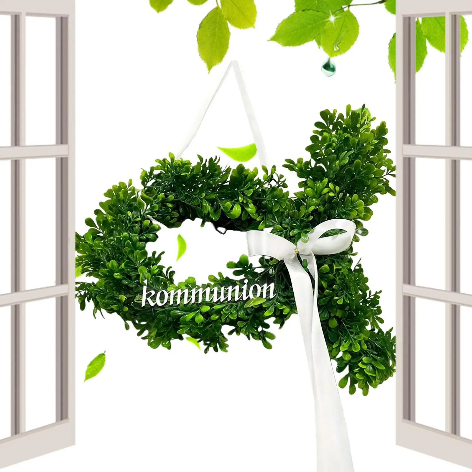 

Green Wreaths For Front Door Faux Boxwood Porch Decor All Season Wreath For Window Home Farmhouse Spring Summer Wedding Porch